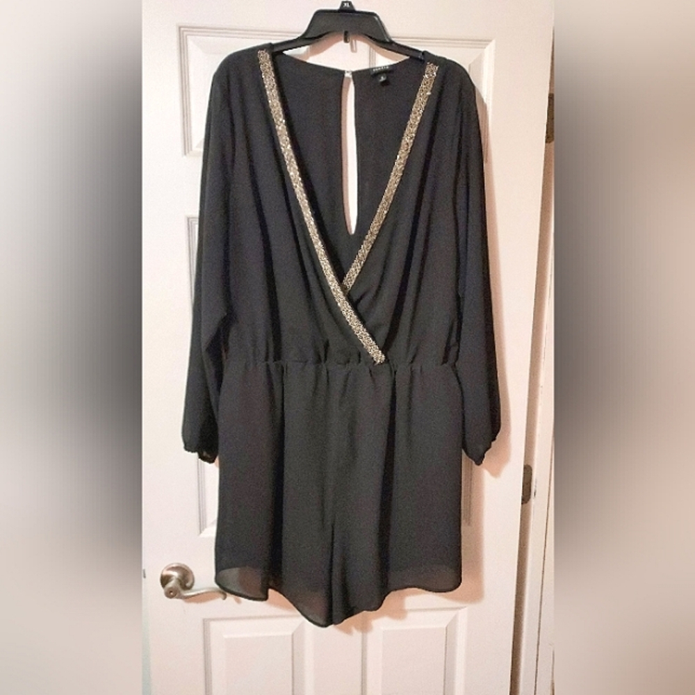 Torrid Black Romper Rhinestone Size 3 3z